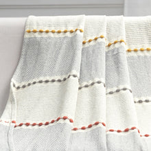 Carregar imagem no visualizador da galeria, Herringbone Stripe Yarn Dyed Cotton Woven Tassel Throw
