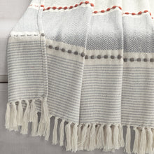 Cargar imagen en el visor de la galería, Herringbone Stripe Yarn Dyed Cotton Woven Tassel Throw
