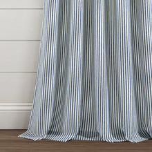 Cargar imagen en el visor de la galería, Farmhouse Vintage Stripe Recycled Cotton Blend Window Curtain Panel Set
