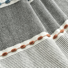 Cargar imagen en el visor de la galería, Herringbone Stripe Yarn Dyed Cotton Blanket/Coverlet
