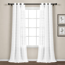 Load image into Gallery viewer, Farmhouse Textured Grommet Sheer Window Curtain Panel Set
