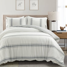 Cargar imagen en el visor de la galería, Farmhouse Stripe 100% Cotton Duvet Cover Set
