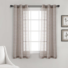 Cargar imagen en el visor de la galería, Farmhouse Textured Grommet Sheer Window Curtain Panel Set
