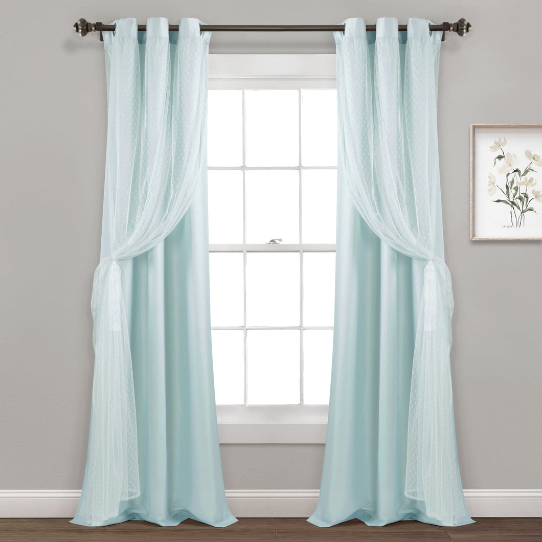 Cottage Polka Dot Sheer Window Curtain Panel Set