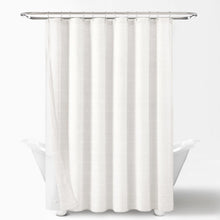 Cargar imagen en el visor de la galería, Farmhouse Textured Sheer With Peva Lining Shower Curtain Set
