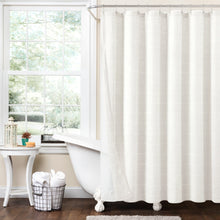 Load image into Gallery viewer, Farmhouse Textured Sheer With Peva Lining Shower Curtain Set
