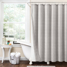 Load image into Gallery viewer, Farmhouse Textured Sheer With Peva Lining Shower Curtain Set
