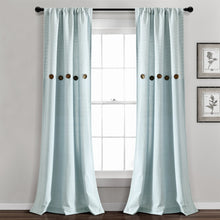 Load image into Gallery viewer, Farmhouse Button Stripe Yarn Dyed Woven Cotton Blend Window Curtain Panel Set
