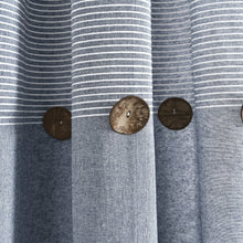 Cargar imagen en el visor de la galería, Farmhouse Button Stripe Yarn Dyed Woven Cotton Blend Window Curtain Panel Set
