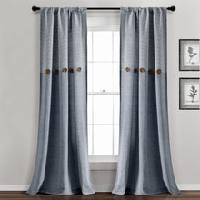 Load image into Gallery viewer, Farmhouse Button Stripe Yarn Dyed Woven Cotton Blend Window Curtain Panel Set
