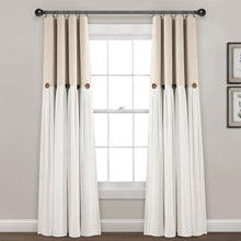 Load image into Gallery viewer, Linen Button Lined 100% Blackout Window Curtain Panel
