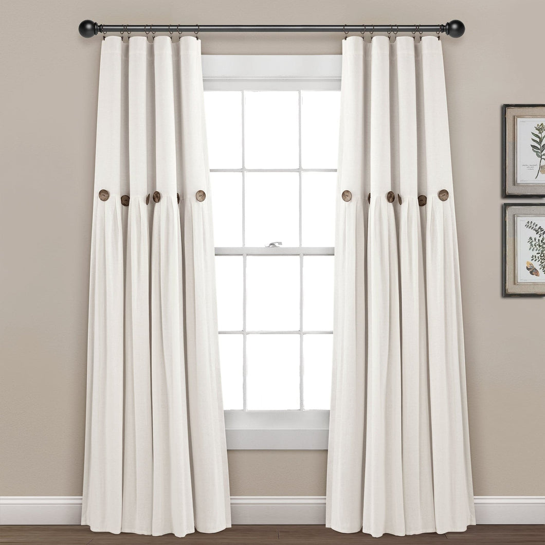 Linen Button Lined 100% Blackout Window Curtain Panel