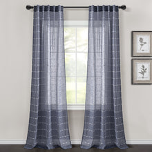 Carregar imagem no visualizador da galeria, Farmhouse Textured Sheer Back Tab Rod Pocket Window Curtain Panel Set
