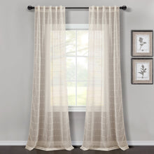 Carregar imagem no visualizador da galeria, Farmhouse Textured Sheer Back Tab Rod Pocket Window Curtain Panel Set
