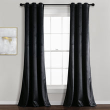 Load image into Gallery viewer, Prima Velvet Solid Grommet Light Filtering Window Curtain Panel Set
