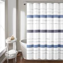 Load image into Gallery viewer, Chic Stripe Yarn Dyed Eco-Friendly Recycled Cotton Blend Shower Curtain
