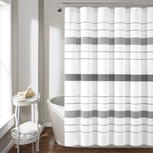 Load image into Gallery viewer, Chic Stripe Yarn Dyed Eco-Friendly Recycled Cotton Blend Shower Curtain
