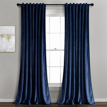 Cargar imagen en el visor de la galería, Prima Velvet Solid Back Tab Rod Pocket Light Filtering Window Curtain Panel Set
