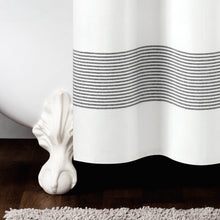 Load image into Gallery viewer, Boho Tassel Stripe Yarn Dyed Recycled Cotton Blend Shower Curtain
