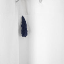 Load image into Gallery viewer, Boho Tassel Stripe Yarn Dyed Recycled Cotton Blend Shower Curtain
