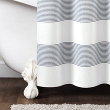 Load image into Gallery viewer, Boho Tassel Stripe Yarn Dyed Recycled Cotton Blend Shower Curtain
