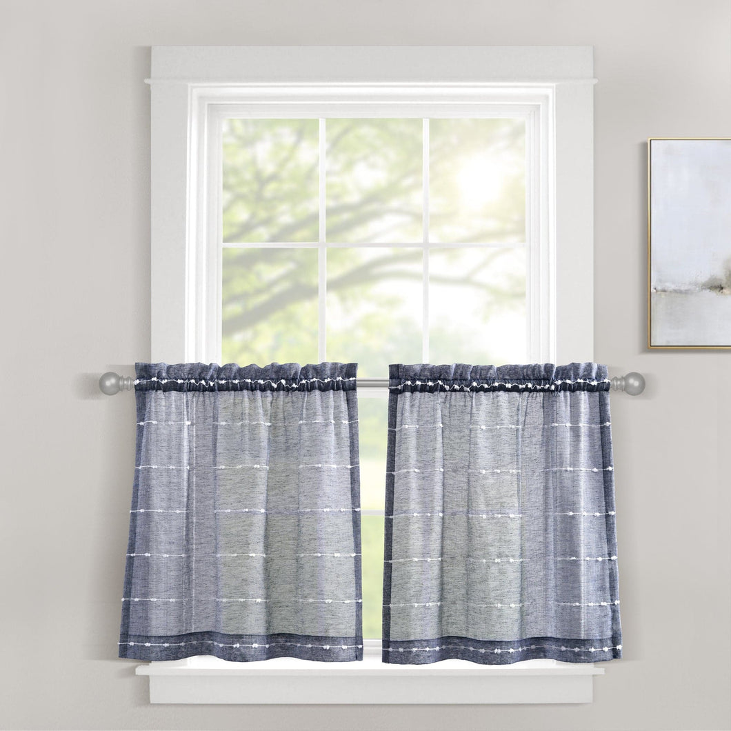 Farmhouse Textured Sheer Kitchen Window Tiers Set