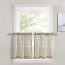 Cargar imagen en el visor de la galería, Farmhouse Textured Sheer Kitchen Window Tiers Set
