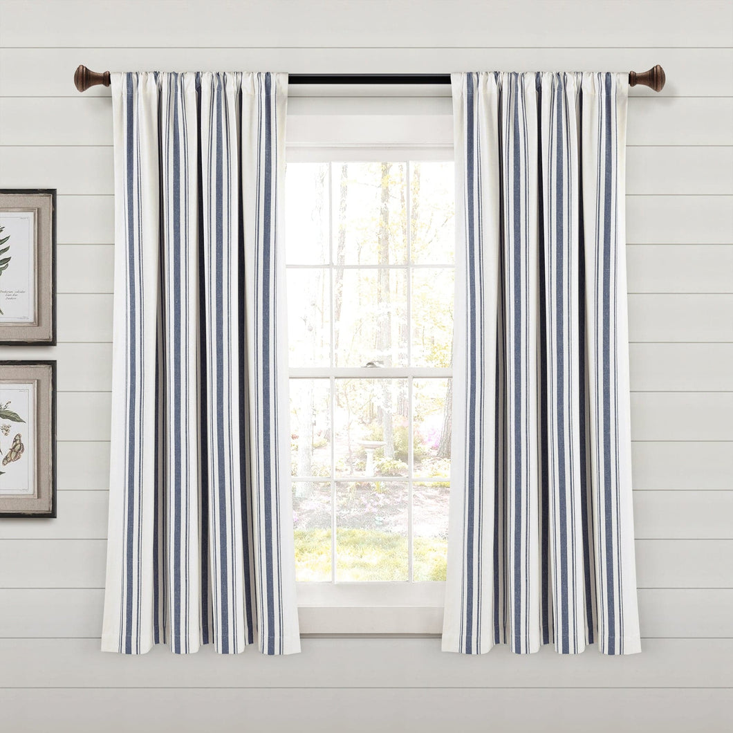 Farmhouse Stripe Yarn Dyed Recycled Cotton Blend Window Curtain Panel Set