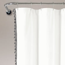 Load image into Gallery viewer, Boho Melora Tassel Yarn Dyed Recycled Cotton Blend Shower Curtain
