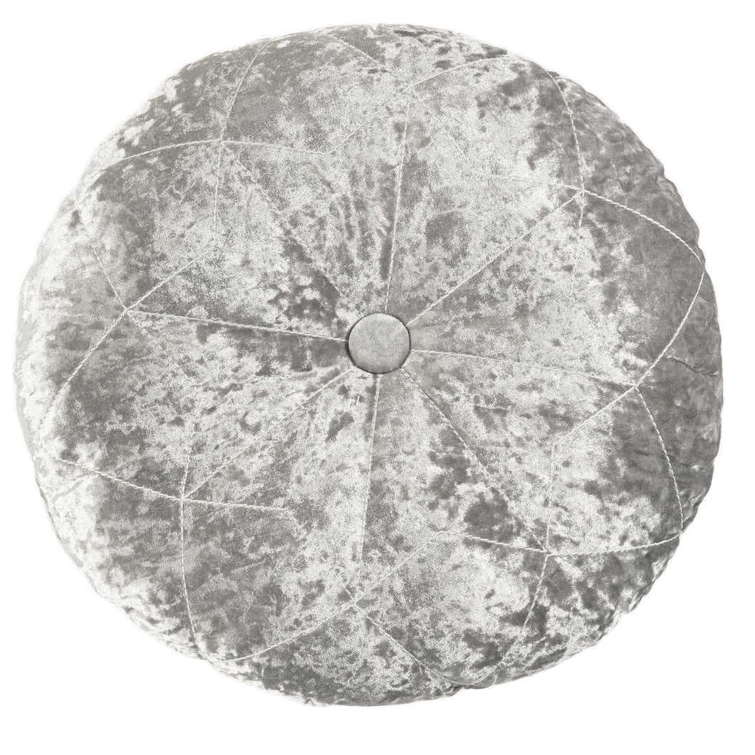 Star Embroidery Crushed Velvet Round Throw Pillow