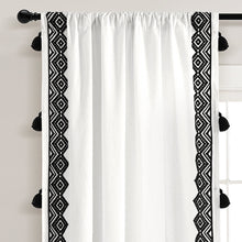 Load image into Gallery viewer, Aztec Diamond Border Tassel Window Curtain Panel
