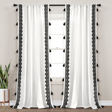 Load image into Gallery viewer, Aztec Diamond Border Tassel Window Curtain Panel
