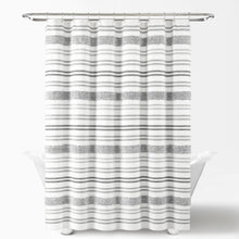 Load image into Gallery viewer, Modern Tufted Stripe Yarn Dyed Recycled Cotton Blend Shower Curtain
