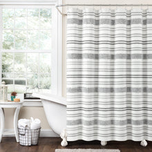 Cargar imagen en el visor de la galería, Modern Tufted Stripe Yarn Dyed Recycled Cotton Blend Shower Curtain
