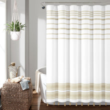 Load image into Gallery viewer, Breezy Chic Tassel Jacquard Recycled Cotton Shower Curtain
