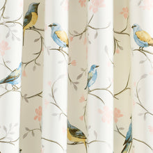 Load image into Gallery viewer, Botanical Bird &amp; Flower Light Filtering Window Curtain Panel Set
