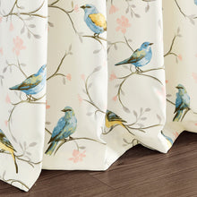 Load image into Gallery viewer, Botanical Bird &amp; Flower Light Filtering Window Curtain Panel Set
