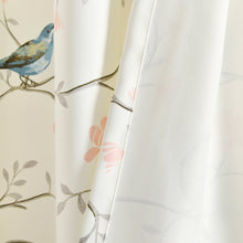 Cargar imagen en el visor de la galería, Botanical Bird &amp; Flower Light Filtering Window Curtain Panel Set
