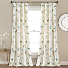 Cargar imagen en el visor de la galería, Botanical Bird &amp; Flower Light Filtering Window Curtain Panel Set
