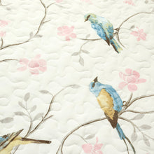 Load image into Gallery viewer, Botanical Bird &amp; Flower Quilt 3 Piece Set
