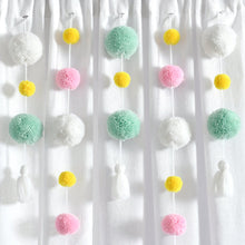 Load image into Gallery viewer, Boho Pom Pom Tassel Faux Linen Window Curtain Panel
