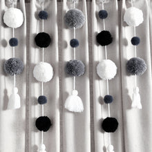 Load image into Gallery viewer, Boho Pom Pom Tassel Faux Linen Window Curtain Panel
