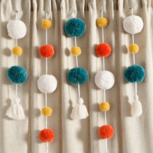 Load image into Gallery viewer, Boho Pom Pom Tassel Faux Linen Window Curtain Panel
