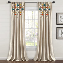 Load image into Gallery viewer, Boho Pom Pom Tassel Faux Linen Window Curtain Panel
