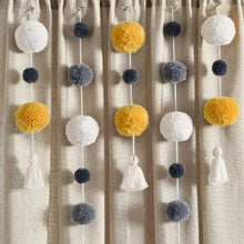 Load image into Gallery viewer, Boho Pom Pom Tassel Faux Linen Window Curtain Panel
