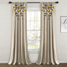 Load image into Gallery viewer, Boho Pom Pom Tassel Faux Linen Window Curtain Panel
