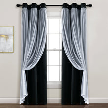 Cargar imagen en el visor de la galería, Grommet Sheer With Insulated Blackout Lining Curtain Panel Set
