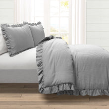 Carregar imagem no visualizador da galeria, Farmhouse Stripe Reyna Ruffle Reversible Comforter 3 Piece Set
