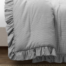 Carregar imagem no visualizador da galeria, Farmhouse Stripe Reyna Ruffle Reversible Comforter 3 Piece Set
