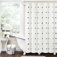 Load image into Gallery viewer, Boho Circle Tufted Yarn Dyed Recycled Cotton Blend Shower Curtain
